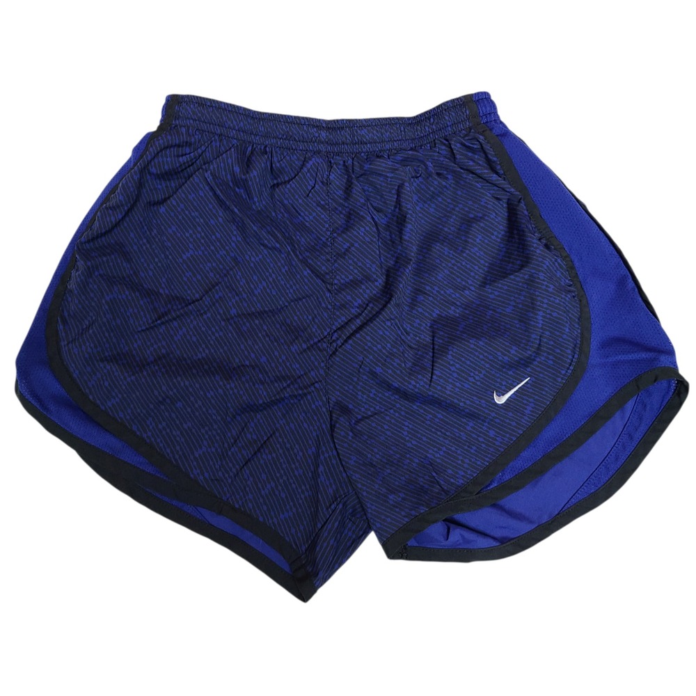 NIKE Women Meteor Tempo Running Shorts Blue Black Lined Pocket Size XS Pattern